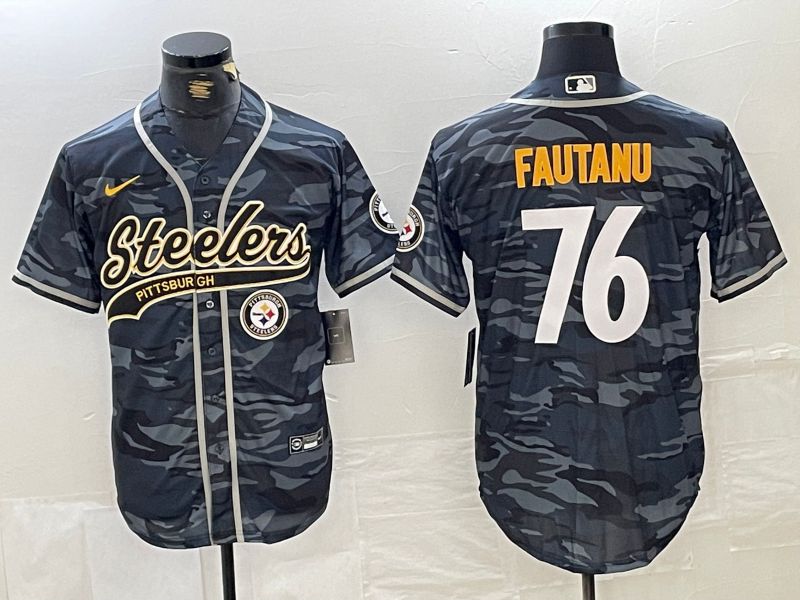 Men Pittsburgh Steelers #76 Fautanu Camo Joint Name 2024 Nike Limited NFL Jersey style 3